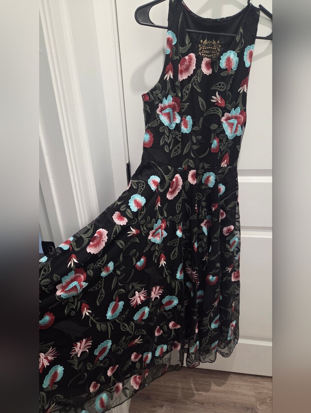 Johnny Was Black Dress with Colorful Floral Design - Picture 11 of 15